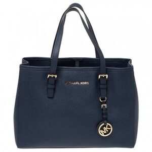 Michael kors jet set navy blue leather travel tote